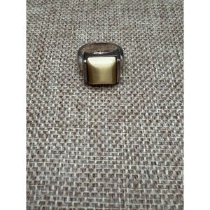 Vintage Sterling Silver Statement Ring – Square Cream Cabochon – Size 6